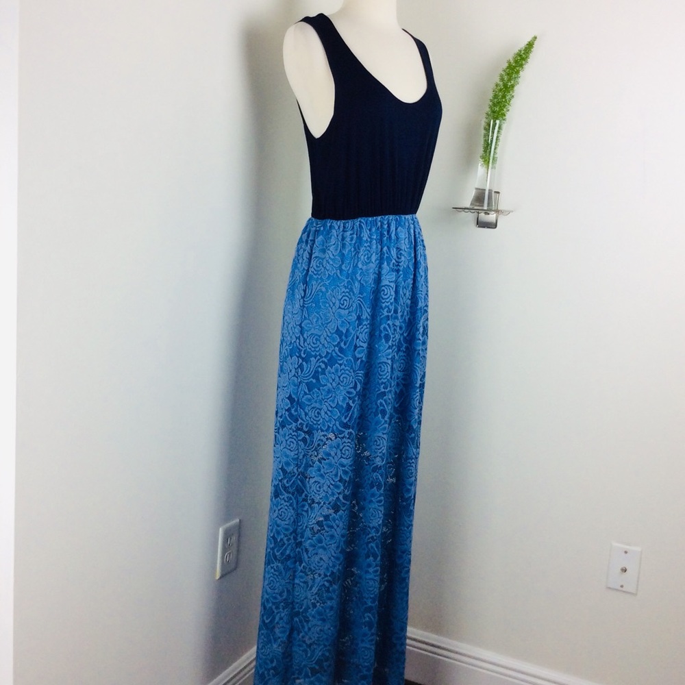 éloges Beautiful Comfy  Blue Lacy Maxi Dress Sz XL